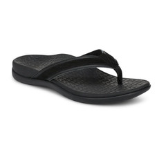 NEW VIONIC Women&rsquo;s Tide 2.0 Toe Post Sandal – Black Suede, Medium