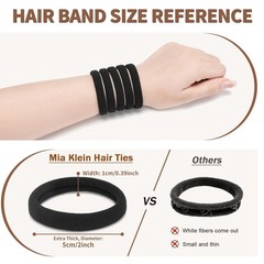 Extra Thick Black Hair Ties 100 Count – Bulk Elastic Bands for Thick Hair, Ponyt