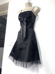 Black dress sleeveless sequin satin Party prom cocktail size 10