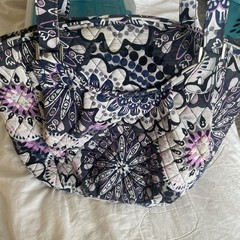 Vera Bradley Multicolor Floral Crescent Shoulder Bag Zip Closure Purple Lining