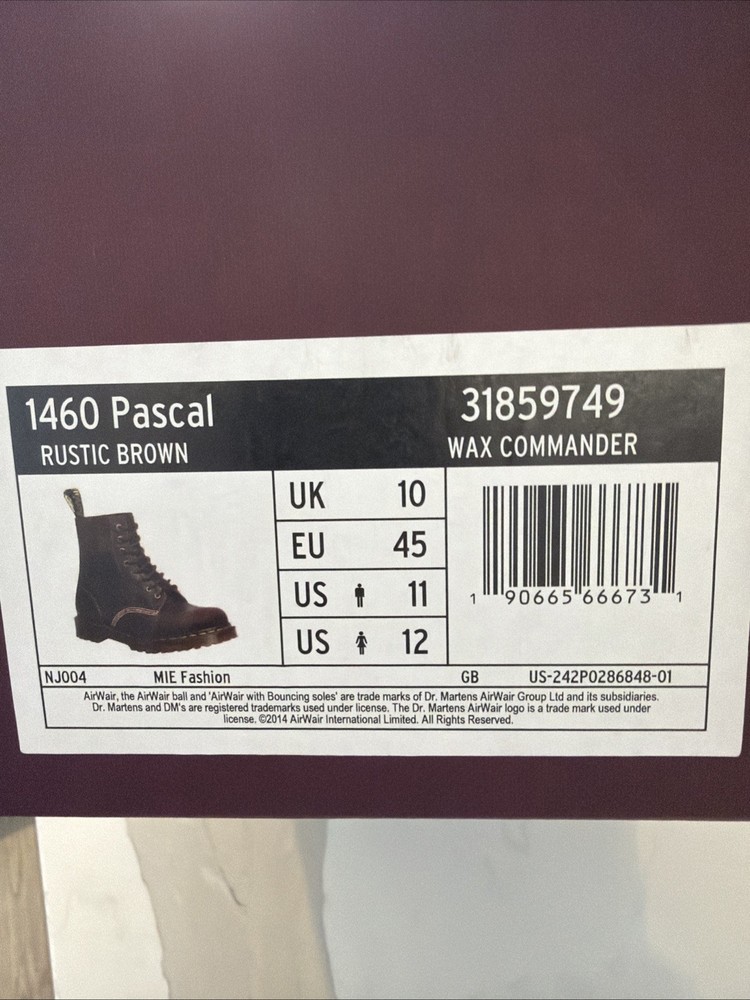 1460 Pascal Rustic Brown Wax Commander Dr. Martens Made In England Size 11 US
