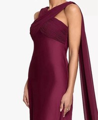 Betsy & Adam Petite Criss Cross Neck Chiffon Cape Ball Gown Size 2P