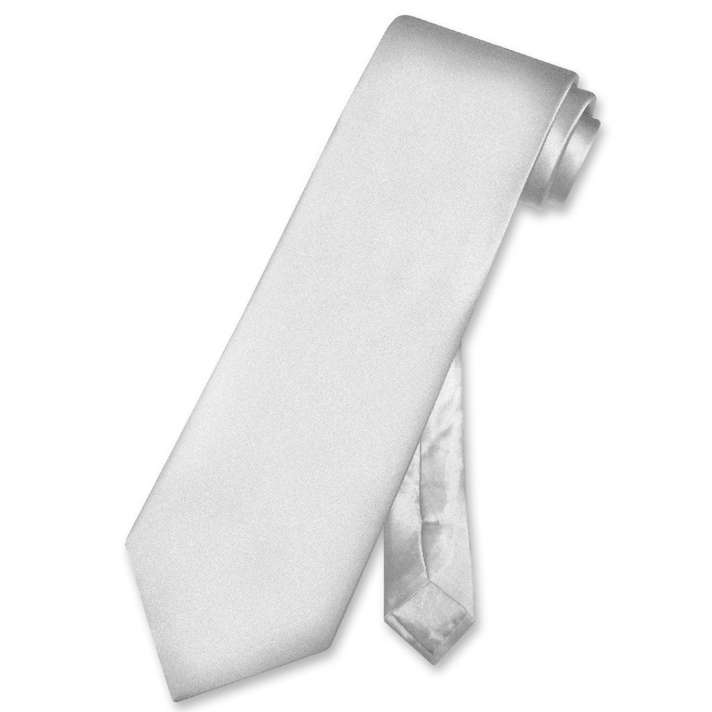 Biagio 100% SILK NeckTie Solid SILVER GREY Color Mens Gray Neck Tie