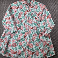 Lands&rsquo; End Floral Poppy Button Up Shirt Womens 2XL 22W No-Iron Supima Cotton EUC