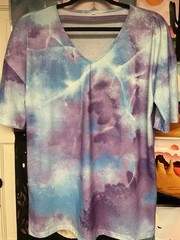 NEW PASTEL T-shirt L V-neck With Details Purple Blue White 40” Bust Cotton Blend