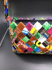 MOSAIC CLUTCH HANDBAG PURSE PAPER CANDY WRAPPER SHOLDER 10&Prime; X 5&Prime; RECYCLE PAPER