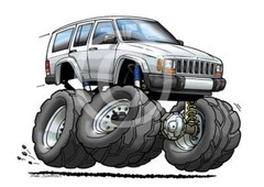 Cherokee XJ 4×4 Replica Off Road Cartoon T-Shirt #0608 jeep automotive art