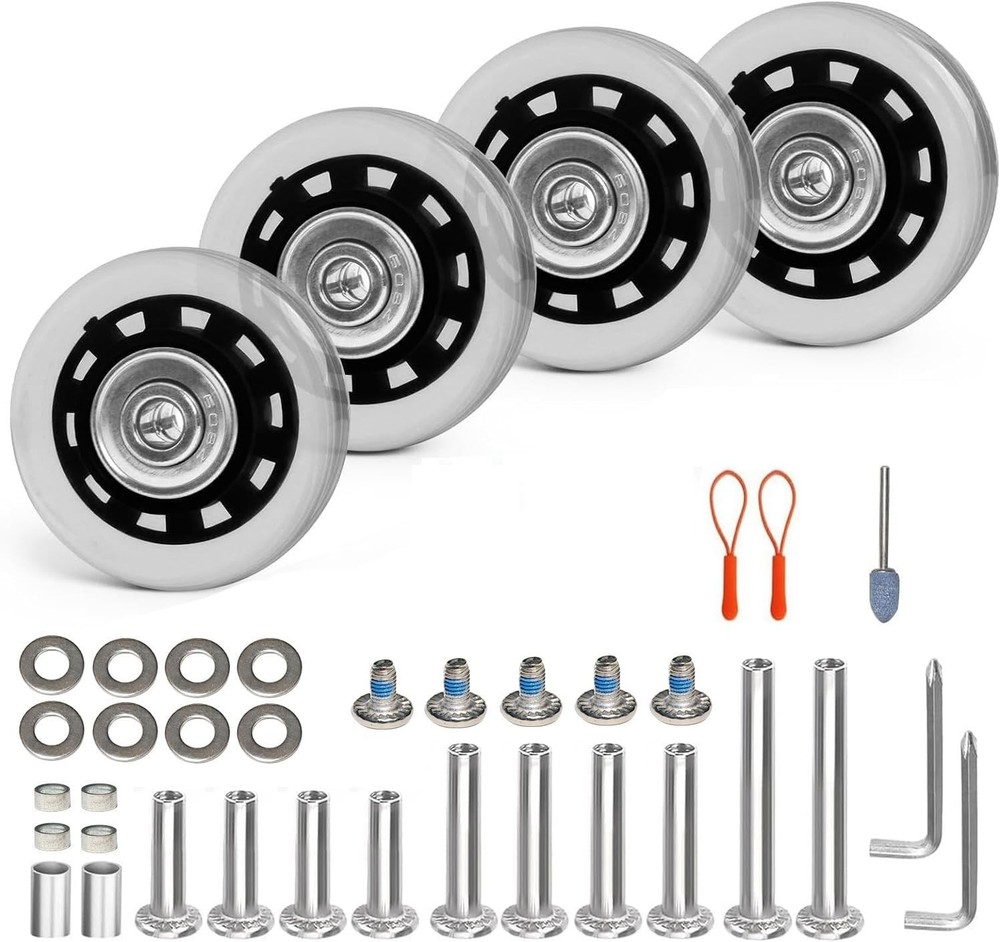 4pcs 45mm Luggage Wheels Replacement, Ball Bearing, Swivel Caster, Repair, Kit