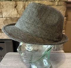 Newhattan Fedora Hat Gray Wool Blend Herringbone Lined SZ L/XL