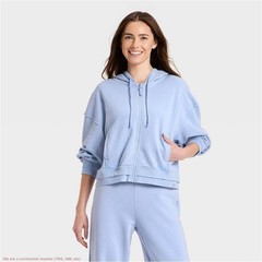 Women&rsquo;s French Terry Full Zip Hoodie Sweatshirt – JoyLab Periwinkle Blue XXL