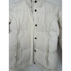 GAP Puffer Jacket White Down Quilted Fleece Lined Collar Full Zip Pockets M