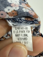 Old Navy Orange Blue Floral Button Down Pleated Relaxed Lightweight Spring Top S