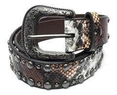 Angel Ranch D140000902 Womens Python StudsEdge Western Belt Multi- S Size