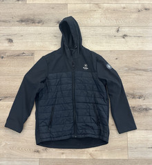 Hurley Hybrid Hooded Jacket Mens XXL Black Softshell Quilted Fleece Lined Zip