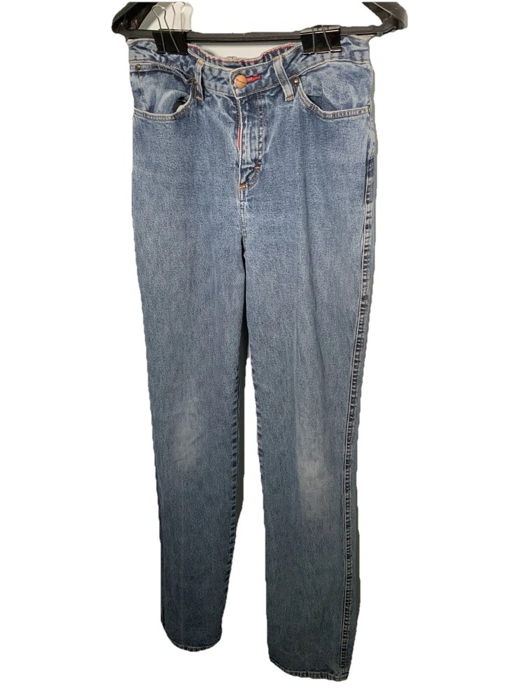 « WRANGLER » LEATHER PATCH WOMENS JEANS-7/8 X 34&Prime; 99% COTTON 1% SPANDEX Boot Cut