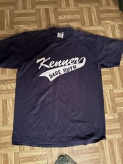 Nutmeg Mills Babe Ruth MLB Graphic Print Cotton Crew Neck Knit T-Shirt Blue L