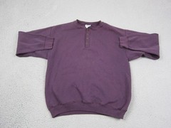 Vintage Tultex Sweatshirt Adult Large L Purple Henley Fleece 90s Sweater Casual