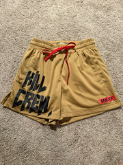 Killcrew Men&rsquo;s S Tan Polyester Mesh Athletic Shorts Pockets Drawstring Gym