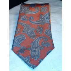 Robert Talbott Studio Silk Necktie Men Red Blue Paisley Hand Sewn Made In USA