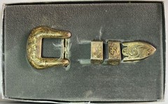Sterling Silver VOGT Mexico Ranger Floral Etched Belt 45x44mm Buckle Set w Box