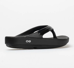 OOFOS OOlala Black Slip-On Thong Flip Flop Sandals Synthetic US 7