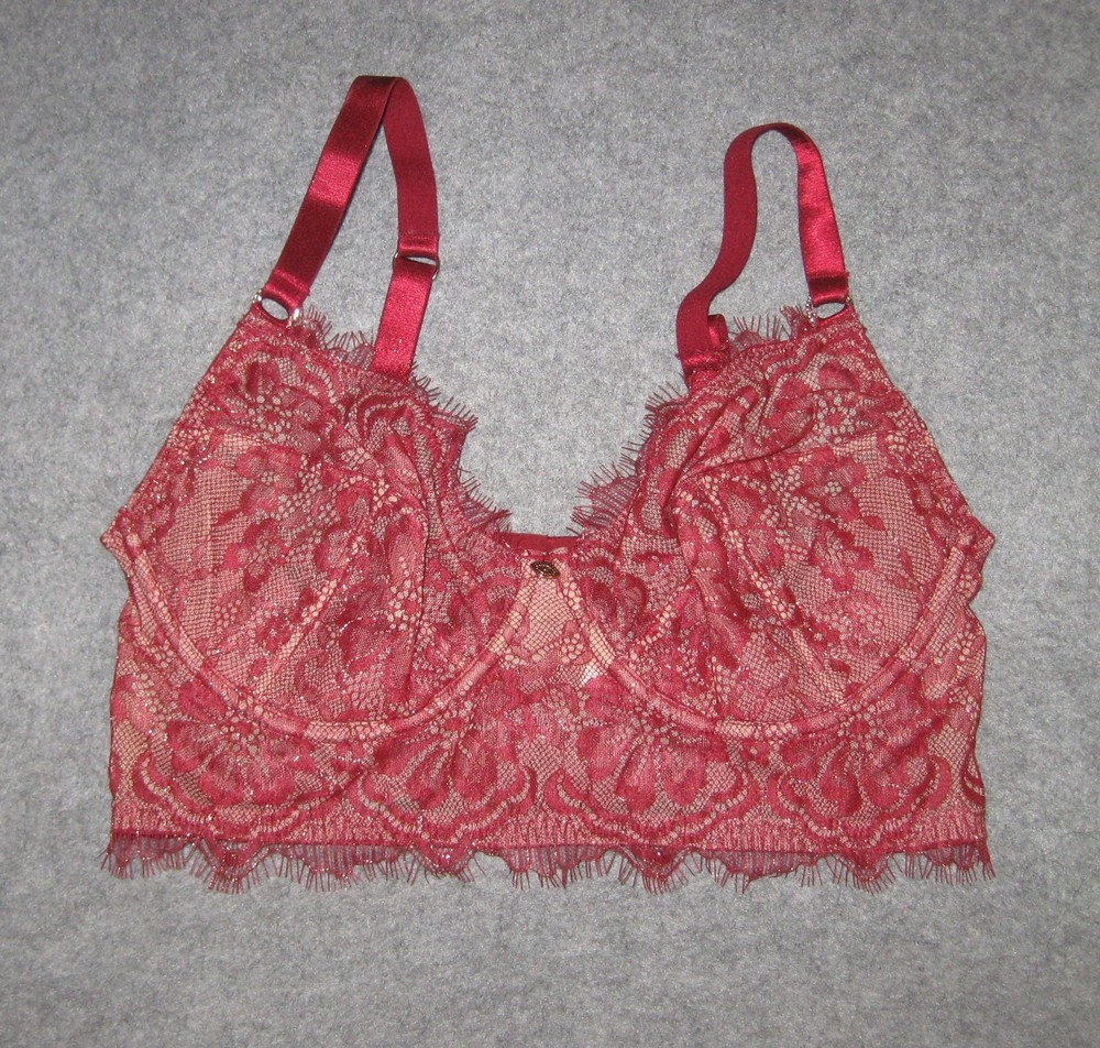 Sofia Intimates By Sofia Vergara Longline Bustier Bra 36D Red Lace