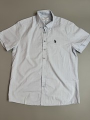 U.S. Polo Assn. Light Blue Short-Sleeve Button-Down Shirt with Navy Logo