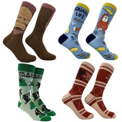 Men&rsquo;s Sasquatch Socks Bundle (4 Pack) Funny Sarcastic Bigfoot Graphic Footwear