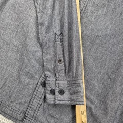 Metal Mulisha Button Up Shirt Mens Large Gray Herringbone Long Sleeve Casual