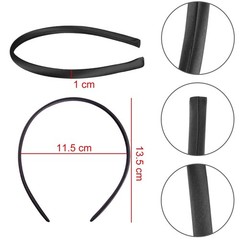 Duufin 50 Pieces Satin Headbands Black Plain 50 Count (Pack of 1),