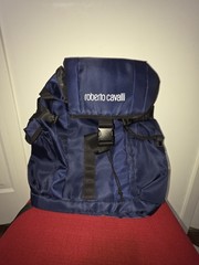 $350 Roberto Cavalli Blue Solid Men&rsquo;s Backpack
