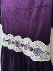 Rare Editions Girls Purple Velvet Puff Sleeve Lace A-Line Midi Dress 12