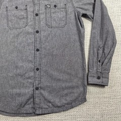 Metal Mulisha Button Up Shirt Mens Large Gray Herringbone Long Sleeve Casual
