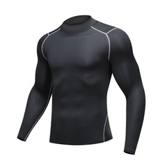 Men Mock Neck Long Sleeve Base Layer Top T-shirts Compression Gym Sport Shirts