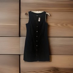 90s Corduroy Button side Pockets Sleeveless Sz8 Black suitable all occasions