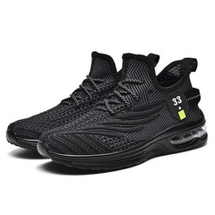 Men&rsquo;s Running Shoes Street Sports Shoes Mesh Breathable Non-slip Sneakers Black