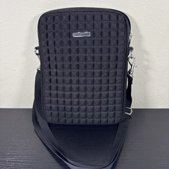 Rebecca Minkoff Black Padded Molded Neoprene Grid Crossbody Tablet Bag 8.5×11.5