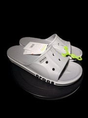 Crocs Bayaband Slide Gray White Slip On Sandals Comfort Men&rsquo;s Size 9 New