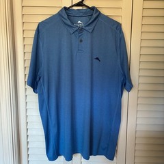 Tommy Bahama Polo Shirt Mens XL Blue Performance Golf 100% Recycled Polyester