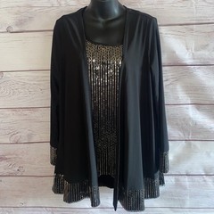 Antthony Design Originals Womens Tank & Jacket M Black Gold Sequin B4