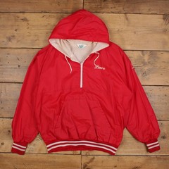 Vintage Turfer Jacket XL Mens 80s Red Hampshire Softball Hoodie 1/4 Zip Pullover