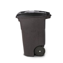 Toter 64 Gallon Brownstone Plastic Wheeled Hinged Lid Trash Can|12336