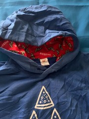 Giuseppe Pizza Hoodie Navy Blue Pullover Graphic Sweatshirt My Kinda Food Pyrami