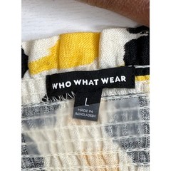 Who What Wear Linen Crop Top Yellow Animal Print Ruffled Off Shoulder Women&rsquo;s L