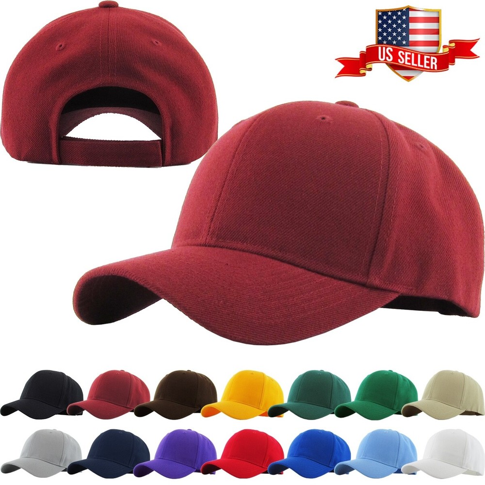 Loop Plain Baseball Cap Solid Color Blank Curved Visor Hat Adjustable Army Mens