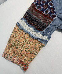 John Mark Patchwork Boho Peasant Blouse Women’s XL Floral Paisley Tunic Top