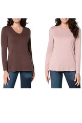 LOGO Principles by Lori Goldstein Women&rsquo;s 2pk Knit Tops Coffee/Rose