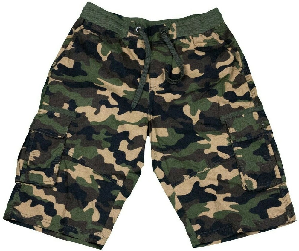 Men&rsquo;s Cargo Shorts Elastic Twill Short Solid Camo Pants Summer Multi Pocket Pant