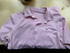 Vineyard Vines Men&rsquo;s Pink Solid Short Sleeve Collared Polo Shirt Size S