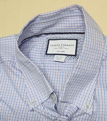 Charles Tyrwhitt Shirt Men 16 1/2 Non Iron Slim Fit Long Sleeve Purple Check EUC